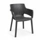 Lots de 6 Fauteuils monoblocs - empilables en résine de synthese  - forme cabriolet - imitation rotin tressé - ALLIBERT BY KE…