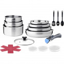 Batterie de cuisine induction - ARTHUR MARTIN - AM0566 - 18 pieces - Poignée amovible - Tous feux dont induction - Acier inox…