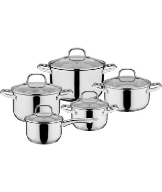 Batterie de cuisine Induction - GSW - 806787 - TRENTINO - Acier Inoxydable massif - 10 pieces