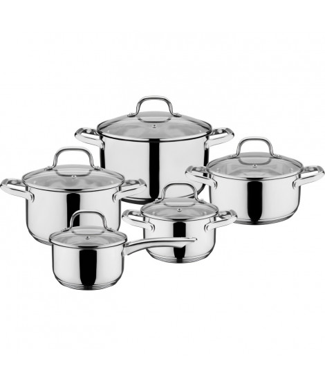Batterie de cuisine Induction - GSW - 806787 - TRENTINO - Acier Inoxydable massif - 10 pieces