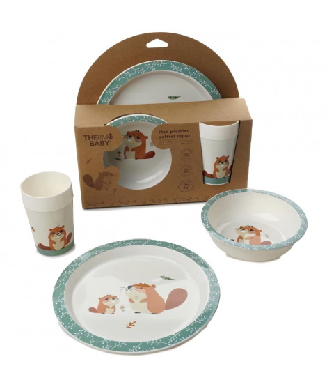 Mon premier coffret repas micro-ondes - THERMOBABY - Castor - Assiette, bol, gobelet