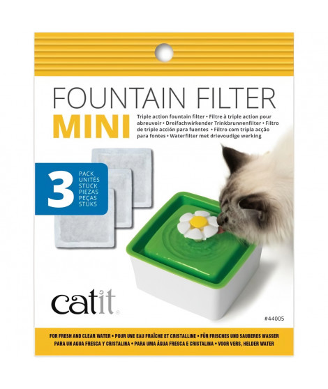 CAT IT Pack de 3 Filtres a double action pour abreuvoir - Blanc - Pour chat