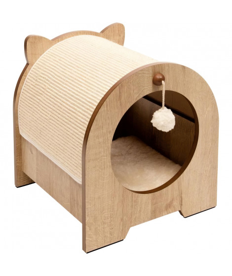 VESPER Meuble a griffer Minou - 36 x 36,5 x 40,5 cm - Marron clair - Pour chat