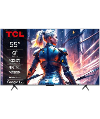 TCL 55T8B - TV QLED 55 (139 cm) - 4K 3840x2160 - 144Hz - HDR10+ - TV conecté Google TV - 4xHDMI 2.1