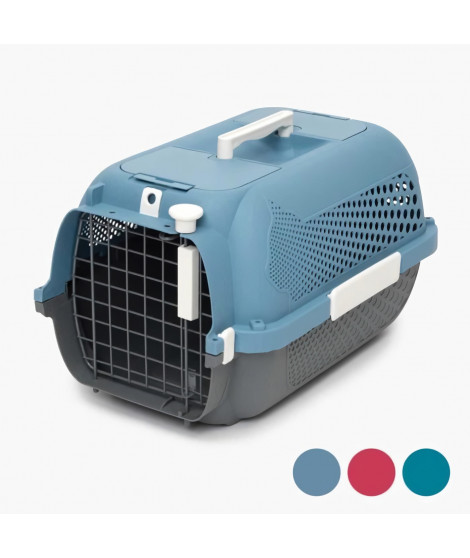 Cage de transport pour chat - CATIT - Moyen - Hauteur max chat 27 cm - Bleu-gris