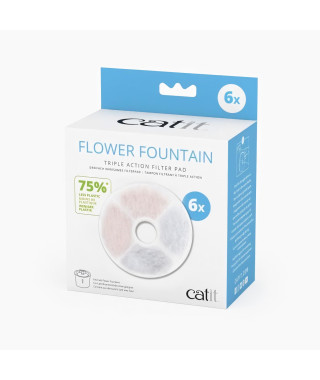 Filtre pour fontaine a eau pour chat a fleur - CATIT - Flower - Triple action - 6 pieces