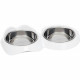 Gamelle pour chat - CATIT - PIXI - 2 x 200ml - Double - Bols en acier inoxydable amovibles - Blanc