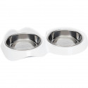 Gamelle pour chat - CATIT - PIXI - 2 x 200ml - Double - Bols en acier inoxydable amovibles - Blanc