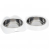 Gamelle pour chat - CATIT - PIXI - 2 x 200ml - Double - Bols en acier inoxydable amovibles - Blanc
