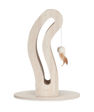 Griffoir pour chat - CATIT - Pixi Queue de chat - Avec balle en tissu et plume - Aspect chene naturel