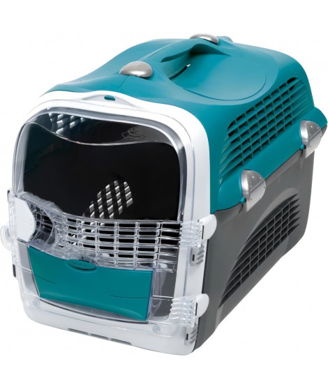 Cage de transport pour chat - CATIT - Cabrio - Multifonctionelle - Ouverture 360° - Turquoise