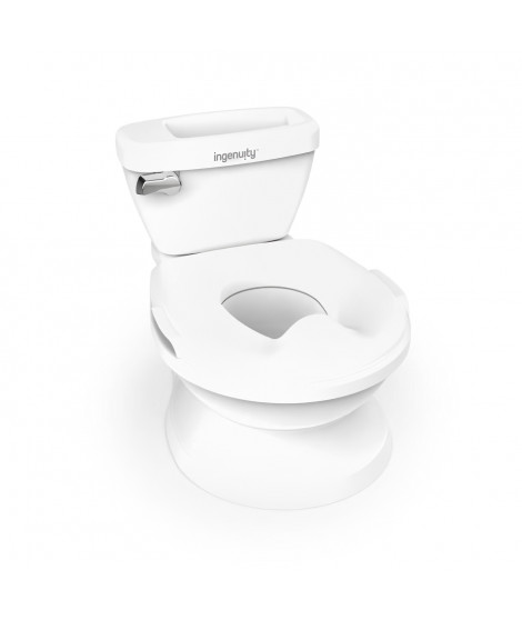 INGENUITY Mini Toilette enfant avec Réducteur de Toilette inclus, Chasse d'eau musicale et rangement lingette intégré blanc