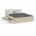 Demeyere Lit adulte MICHIGAN - 160 x 200 cm - Mulitiples rangements  - Chene brossé
