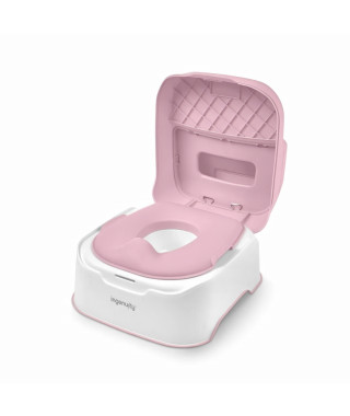 INGENUITY Marche pied et pot d'apprentissage avec cuvette amovible, Antidérapant, Assise ergonomique, rose