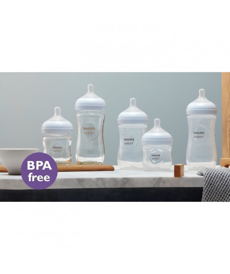 Kit nouveau-né - PHILIPS AVENT - Natural 3.0 - 2 Biberons 125ml + 2 Biberons 260ml + Sucette Ultra Douce 0-6M + Goupillon