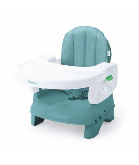 INGENUITY Rehausseur de chaise deluxe pliable Turquoise, nomade avec tablette et sangles inclus