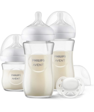 Kit nouveau-né - PHILIPS AVENT - Natural Verre 3.0 - Biberon Verre 120ml + 2 Biberons 240ml + Sucettes Ultra Douce 0-6M