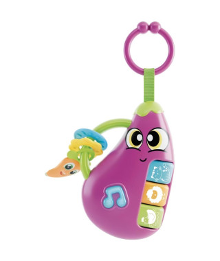 Aubergine - Hochet électronique - CAROTINA BABY - Mélodies et bruits d'animaux, Anneaux de dentition