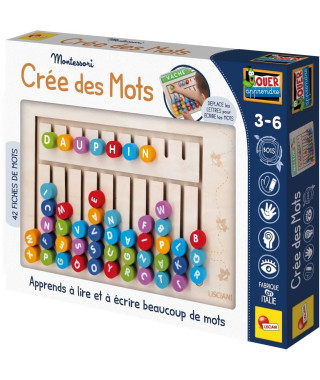 Compose-mots - Jeu Montessori - MONTESSORI - Tableau en Bois, Lettres et Chiffres Magnétiques