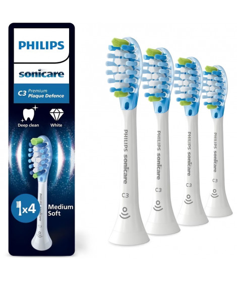 Lot de 4 tetes de brosse - PHILIPS - HX9044/87 - C3 white