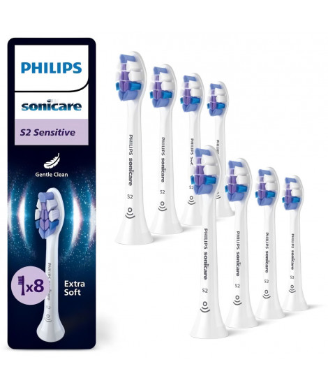 Lot de 8 tetes de brosse - PHILIPS - HX6058/87 - S2 white
