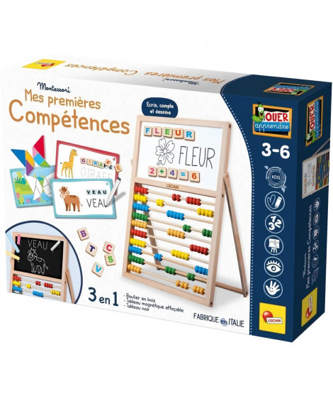 Mes premieres compétences chevalet - Jeu Montessori - MONTESSORI - Tableau Double Face, Lettres et Chiffres Magnétiques