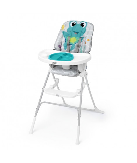 BABY EINSTEIN NEPTUNE Chaise haute bébé de 6 mois a 3 ans inclus: tapis d'eau, assiette sécurisé, tablette et poche de rangement
