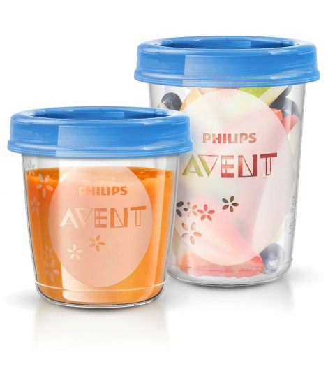 Set de pots de conservation - PHILIPS AVENT - Purées - 10x180ml + 10x240ml + 20 couvercles + Cuillere de sevrage + Recettes