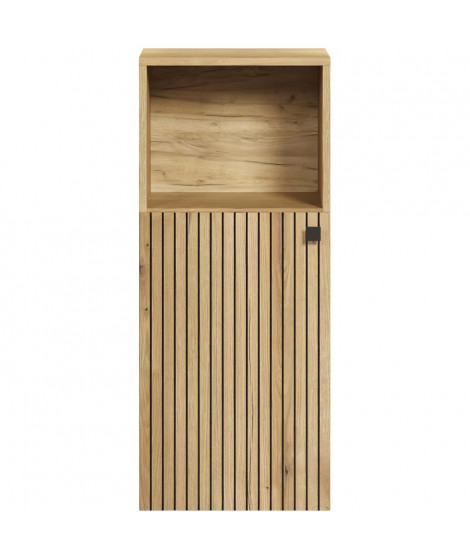 PURE BLISS - Meuble de rangement SDB - 40 x 95 x 31 cm - Chene blond avec des rainures noires - TRENDTEAM