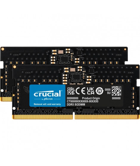 CRUCIAL Mémoire RAM DDR5 - Kit 128GB (2 x 64GO) - 5600 MT/s - CL46 - SODIMM
