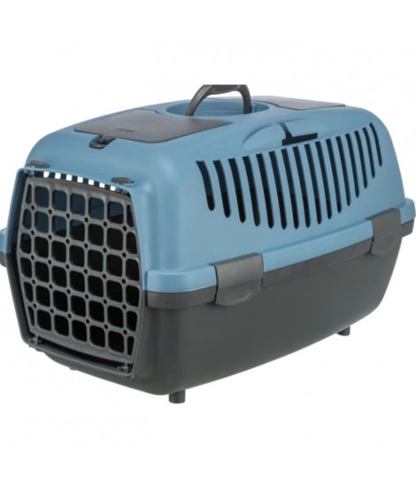 Box de transport - TRIXIE - Capri 2 - Recyclé - XS / S : 37 x 34 x 55 cm - Gris foncé / Bleu