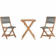 Set bistrot pliable en bois d'acacia FSC avec tressage en corde vert olive - 2 personnes - MAKENA