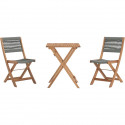 Set bistrot pliable en bois d'acacia FSC avec tressage en corde vert olive - 2 personnes - MAKENA