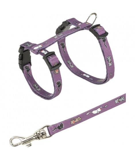 Junior harnais chaton avec laisse - TRIXIE - Motif chat - 2133 cm / 8 mm - 1,20 m