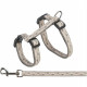 Harnais avec laisse - TRIXIE -  2745 cm / 13 mm - 1,20 m - Gris / Rose