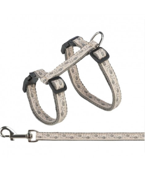 Harnais avec laisse - TRIXIE -  2745 cm / 13 mm - 1,20 m - Gris / Rose