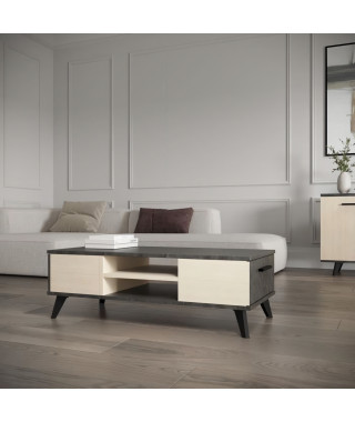 Ensemble salon - Banc TV, Table basse, Buffet bas - KENT - Chene de fil / Sidewalk - DEMEYERE