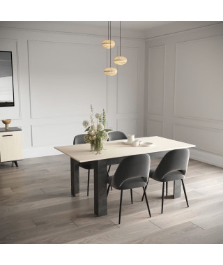 Ensemble séjour - Enfilade, Buffet haut, Table allonge - KENT - Chene de fil / Sidewalk - DEMEYERE