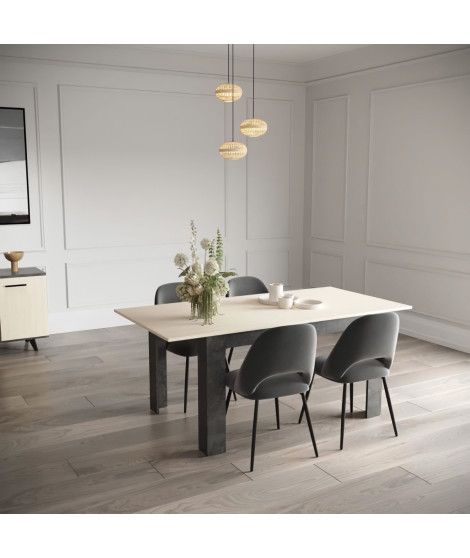 Ensemble séjour - Enfilade, Buffet haut, Table allonge - KENT - Chene de fil / Sidewalk - DEMEYERE