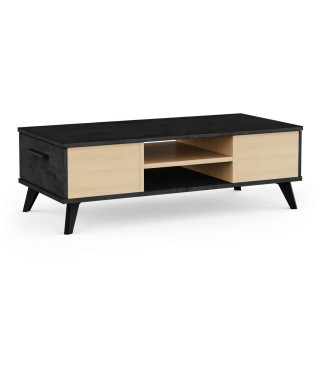 Table basse - KENT - Rectangulaire - Chene de file / Sidewalk - 2 tiroirs - 1 rayon - Pieds - 106,6 x 50,1 x 35,2 cm