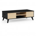 Table basse - KENT - Rectangulaire - Chene de file / Sidewalk - 2 tiroirs - 1 rayon - Pieds - 106,6 x 50,1 x 35,2 cm