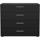Commode - PEPE - 4 tiroirs - Noir frene - 80,2 x 40,25 x 68,1 cm