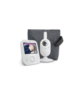 Babyphone Vidéo - Portée : 300 metres / Écran couleur de 3,5' avec zoom x 2 / Berceuses - Veilleuse -Température - Mode Éco /