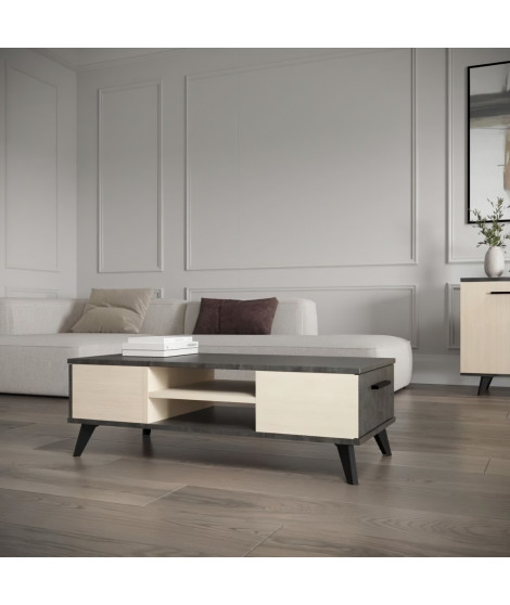 Ensemble salon - Banc TV, Table basse - KENT - Chene de fil / Sidewalk - DEMEYERE