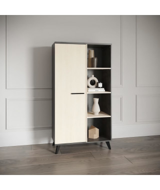 Ensemble salon - Banc TV, Table basse, Buffet haut - KENT - Chene de fil / Sidewalk - DEMEYERE