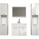 HAVEN - Salle de bain complete - Blanc - 150 x 160 x 35 cm - 2 colonnes a suspendre + Meuble sous vasque + miroir - TRENDTEAM