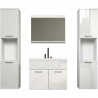 HAVEN - Salle de bain complete - Blanc - 150 x 160 x 35 cm - 2 colonnes a suspendre + Meuble sous vasque + miroir - TRENDTEAM