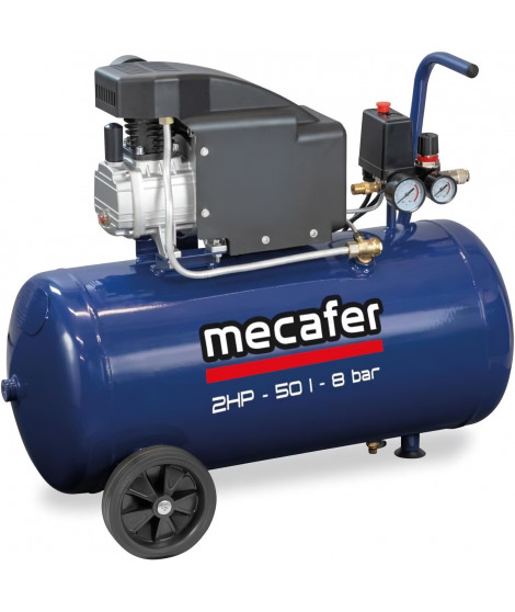 Compresseur - MECAFER - 425794 - Bleu - 50 L - 2 HP - 8 Bar