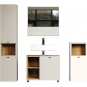 SAO PAULO - Salle de bain complete - Kashmir - 180 x 186 x 42 cm - Colonne + Miroir + Meuble sous vasque sur roulettes - TREN…