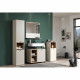 SAO PAULO - Salle de bain complete - Kashmir - 180 x 186 x 42 cm - Colonne + Miroir + Meuble sous vasque sur roulettes - TREN…